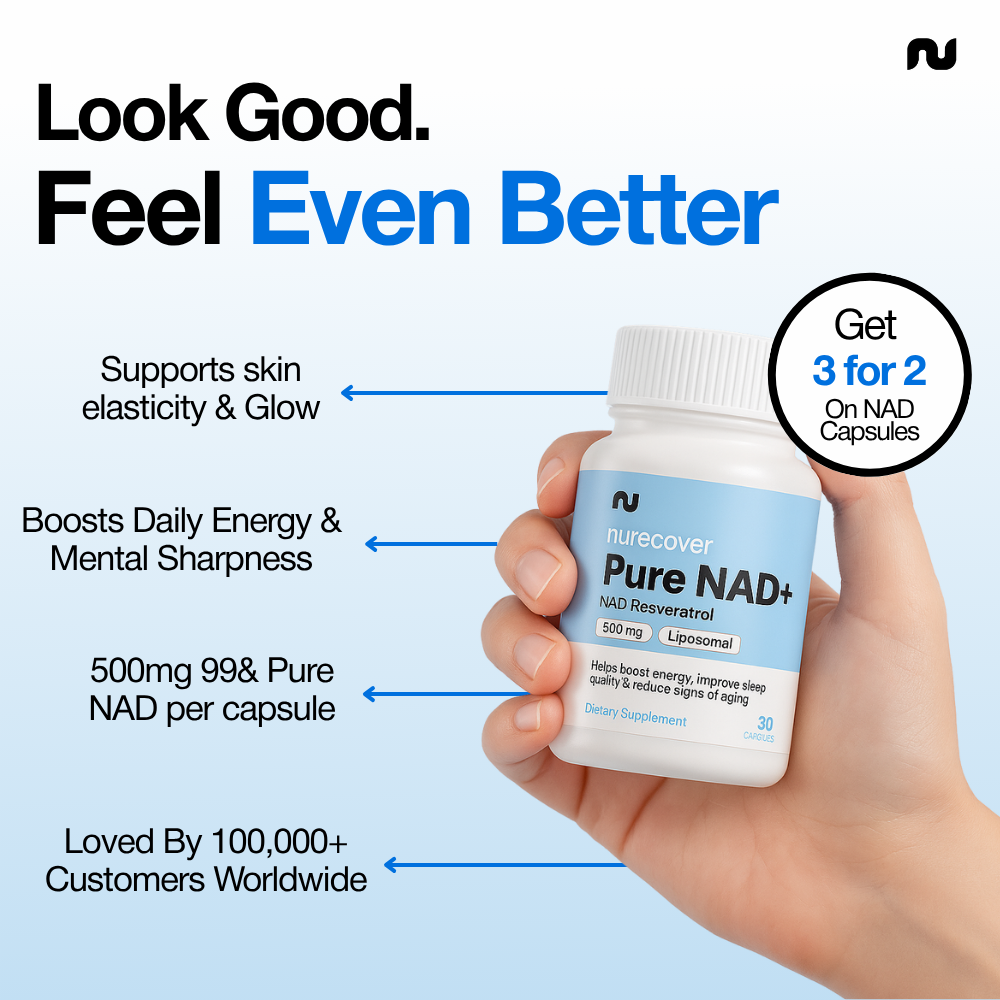 Nurecover® Reines NAD+ mit Resveratrol 500mg Kapseln
